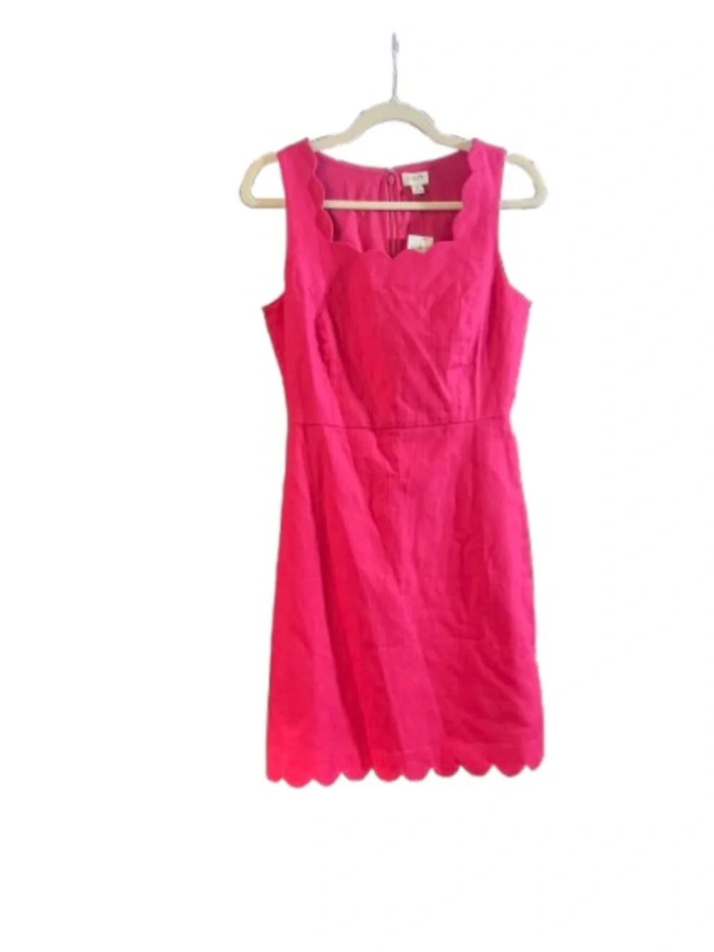 NWT J. Crew Hot Pink Scalloped Sheath Dress Size 2